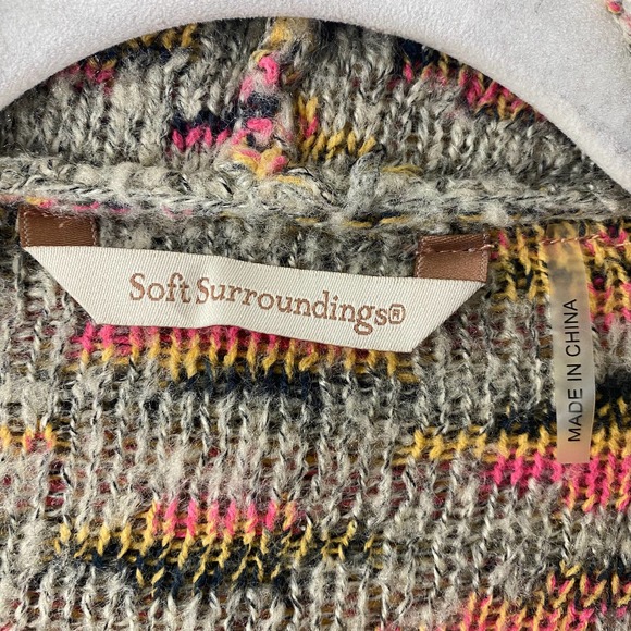 Soft Surroundings Calais Cardigan Medium Black Tan Aztec Printed Long Sleeve - Picture 8 of 10